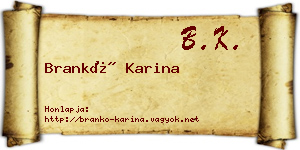 Brankó Karina névjegykártya